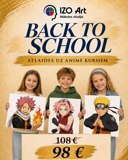 "Back to school" akcija! Anime kursi bērniem (7-12 g.), no 13.09.2026 līdz 01.11.2026, svētdienās plkst. 12:40