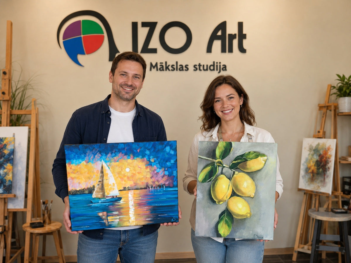 Art randiņš IZO Art studijā - pāris ar gleznām